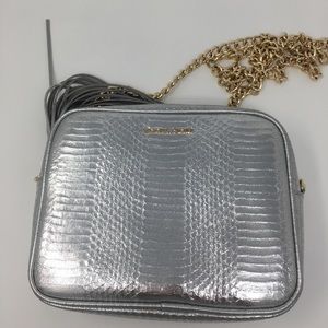 Victoria Secret Silver Crossbody w/ Tassel Zipper